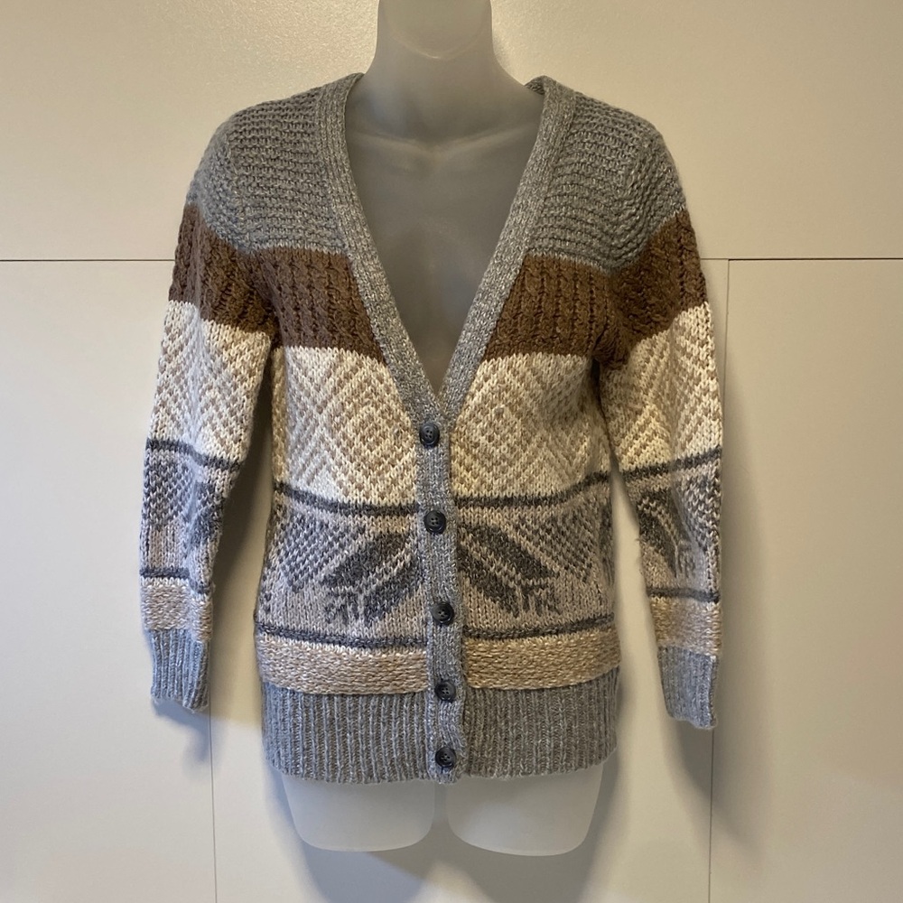 Old Navy Gray and Brown Patterned Cardigan